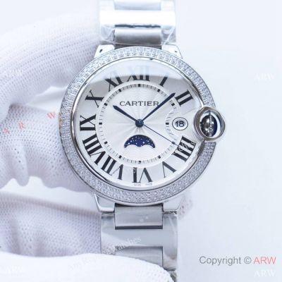 Ballon Bleu de Cartier Swiss Quartz Watches in Moon Phase Stainless Steel